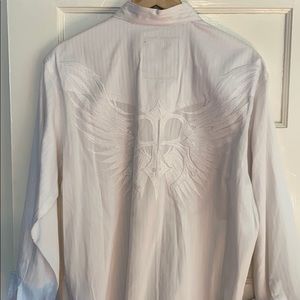 Roar Dress Shirt - White Medium Embroidered Wings